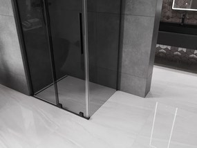 Mexen Velar, sprchový kút s posuvnými dverami 110 x 120 cm, 8mm šedé sklo, čierna matná, 871-110-120-41-70