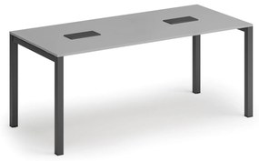 Rokovací stôl PRIMO SQUARE, 180x80 cm, sivá + 2x stolná zásuvka TYP VI, čierna