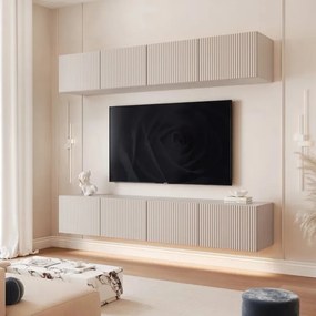Závesná TV zostava Dorothy drážkovaná kašmír 200 cm