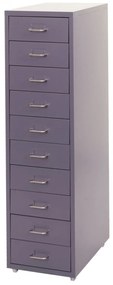 Zásuvková skrinka Boston T851 - 110x28x41cm, 10 zásuviek - tmavo sivá
