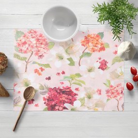 Biante Dekoračné prestieranie na stôl Leona LN-118 Hortenzie a ľalie na ružovom 35x45 cm