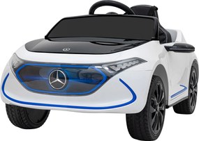 Ramiz Mercedes Benz AMG EQA pre deti Biela + Diaľkové ovládanie + 5-bodové bezpečnostné pásy + EVA + MP3 displej + LED