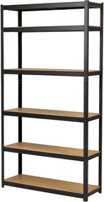 Regál 220x90x60 cm lakovaný 6-policový, nosnosť 1050 kg - čierny