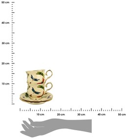 Porcelánová šálka na nohe s podšálkou Dragonfly 260 ml sada 2ks