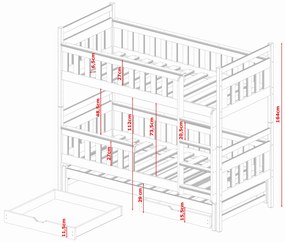 Detská posteľ 90 x 200 cm KARLA (s roštom a úl. priestorom) (borovica). Vlastná spoľahlivá doprava až k Vám domov. 1013312