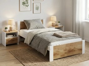 Posteľ IKAROS 80 x 200 cm, biela/dub artisan Rošt: S latkovým roštom, Matrac: Matrac SOMMERA 18 cm