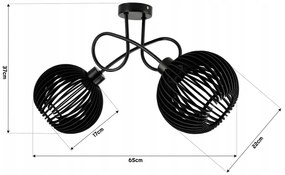 BERGE LED stropné svietidlo 2XE27, drevené, čierne