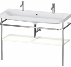 DURAVIT Happy D.2 Plus c-shaped kovový stojací podstavec s nábytkovým umývadlom s dvomi otvormi, 1 polička, 1175 x 490 x 850 mm, chróm/biela matná lakovaná, HP4849O36360000