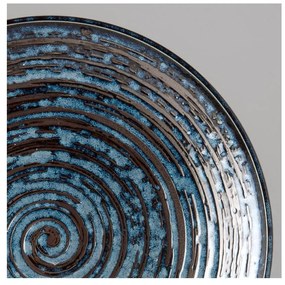 Modrý keramický tanier Mij Copper Swirl, ø 25 cm