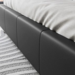 LUISI 180X200 ČALÚNENÁ MANŽELSKÁ POSTEĽ ČIERNA EKO-KOŽA S ÚLOŽNÝM PRIESTOROM