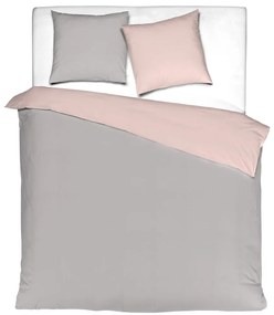 Mistral Home obliečka bavlnený perkál Doubleface sivo-béžová/pudrová rúžová - 140x220 / 70x90 cm