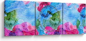 Obraz - Farebné vlny (s hodinami) (90x30 cm)