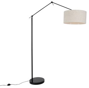 Stojaca lampa čierna so svetlosivým tienidlom 50 cm nastaviteľná - Editor