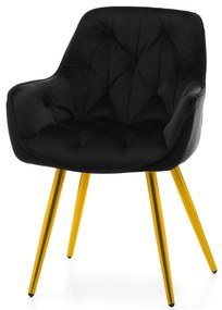 Jedálenská stolička siena velúr čierna - gold | jaks