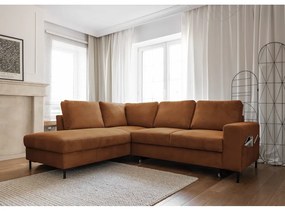 Oranžovohnedá menčestrová rozkladacia rohová pohovka (ľavý roh) Lofty Lilly – Miuform