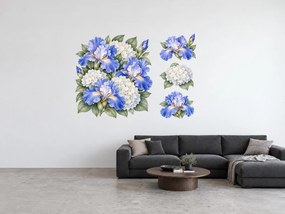 Modré kosatce a hortenzie arch 75 x 56 cm