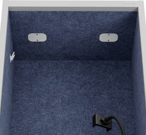 Akustická kabína SALLY MentalBox 600 mm – sivý korpus, tmavomodré sedadlo