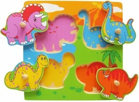 Viga puzzle s úchytmi Dino multicolor