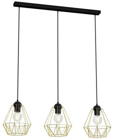 Luster na lanku BERGEN 3xE27/60W/230V čierna/zlatá