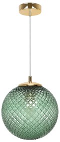 Závesne svietidlo Cannes, 1x zelené sklenené tienidlo (fi 20 cm), G