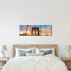 Obraz - Brooklynský most, Manhattan, New York (s hodinami) (90x30 cm)