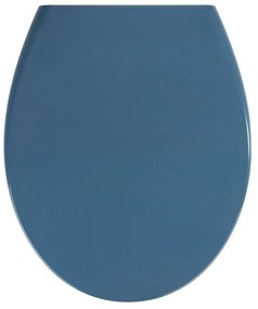 Tmavomodré WC sedadlo s jednoduchým zatváraním Wenko Samos, 44,5 x 37,5 cm