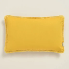 Horčicovo žltá obliečka na vankúš Boca Chica so strapcami 30 x 50 cm