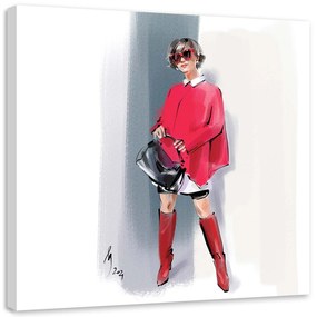 Gario Obraz na plátne Červená žena Paríž Móda - Irina Sadykova Rozmery: 30 x 30 cm