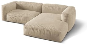 Béžová zamatová modulárna rohová pohovka (pravý roh/s leňoškou) Martina – Micadoni