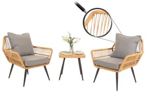 Záhradná súprava stoličiek a stolíka HWC-N34 - tmavo sivá