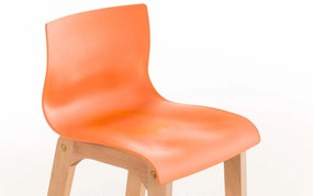 Barová stolička Hoover - plast, drevené nohy natur - Oranžová