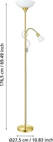 EGLO 82843 - Stojacia lampa UP 2  1xE27/60W + 1xE14/25W zlatá