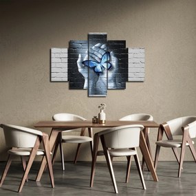 Obraz - Motýľ na stene (150x105 cm)