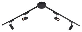Moderný koľajnicový systém s 4 čiernymi bodovými svetlami 1-fázový 200 cm - Magnetic Gert