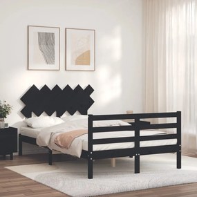 Rám postele s čelom čierny 4FT malé dvojlôžko masívne drevo 3195260