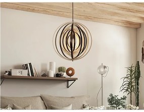 Drevený luster na lanku 1xE27/60W/230V pr. 50 cm masív/dýha/kaučukovník