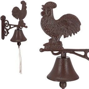 Esschert Design Záhradný zvonček Rooster, 25,6x18,5 cm, liatina, hnedá