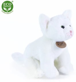RAPPA Plyšová mačka sediaca biela 24 CM ECO-FRIENDLY