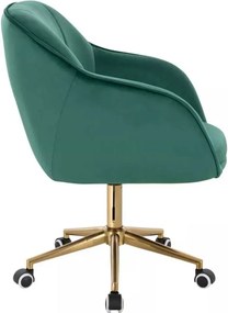 LuxuryForm DESIGN Stolička AVOLA VELUR na zlatej podstave s kolieskami - zelená