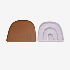 OYOY LIVING Detský tanier a miska Rainbow Plate &amp; Bowl caramel