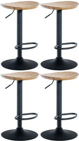 Design-Shop Barová stolička Skelde (SET 4 ks) - čierny rám, kov / masívne drevo - Natura