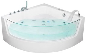Vírivá vaňa s LED osvetlením 190 x 135 cm biela MARINA Beliani