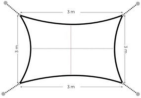 Tieniaca plachta na terasu - štvorec - 3x3m - sivá (180g/m2)