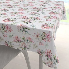 Biante Teflónový štvorcový obrus TF-134 Akvarelové kvety rododendrónu na bielom 100x100 cm