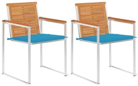 vidaXL Záhradné stoličky s vankúšmi 2 ks masívna akácia a oceľ-