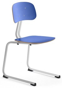 Školská stolička YNGVE, podnož s klzákmi, biela, modrá, V 460 mm