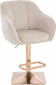 LuxuryForm DESIGN Barová stolička AVOLA VELUR na zlatej hranatej podstave - krémová