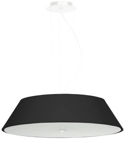 Závesné svietidlo Vega, 1x čierne textilné tienidlo, (biele sklo), (fi 60 cm)