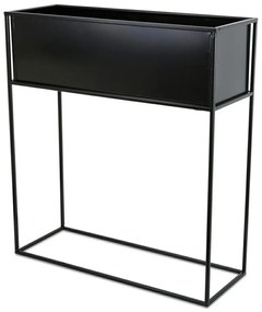 KOVOVÝ KVETINÁČ SO STOJANOM RECT 70X24X64 CM ČIERNA