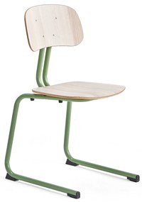 Školská stolička YNGVE, podnož s klzákmi, zelená, jaseň, V 460 mm